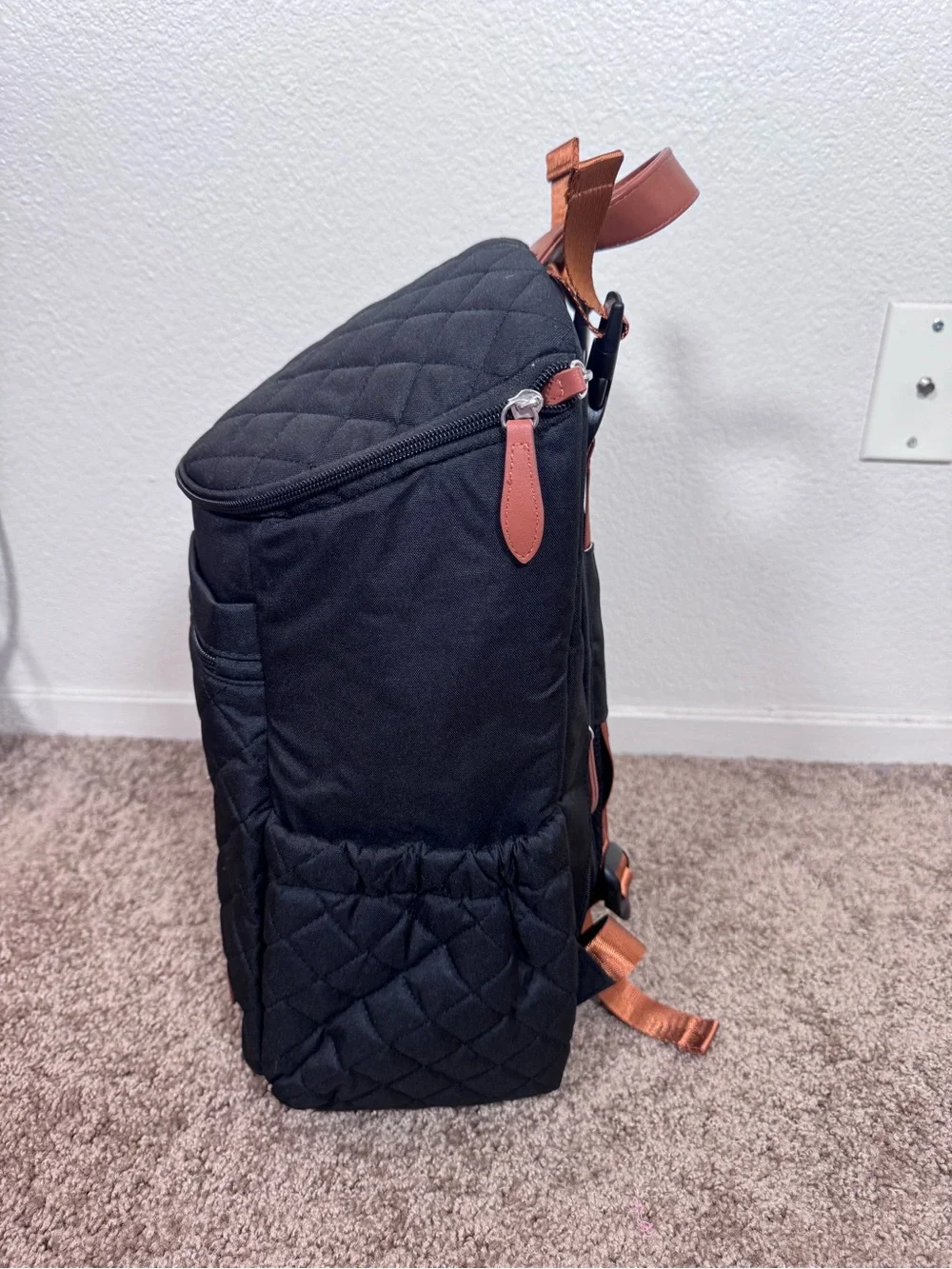 Black Quilted Baby Diaper Travel Backpack Bag Unused